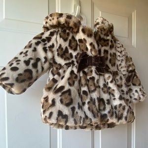 Baby Girl Faux Fur Leopard print coat
